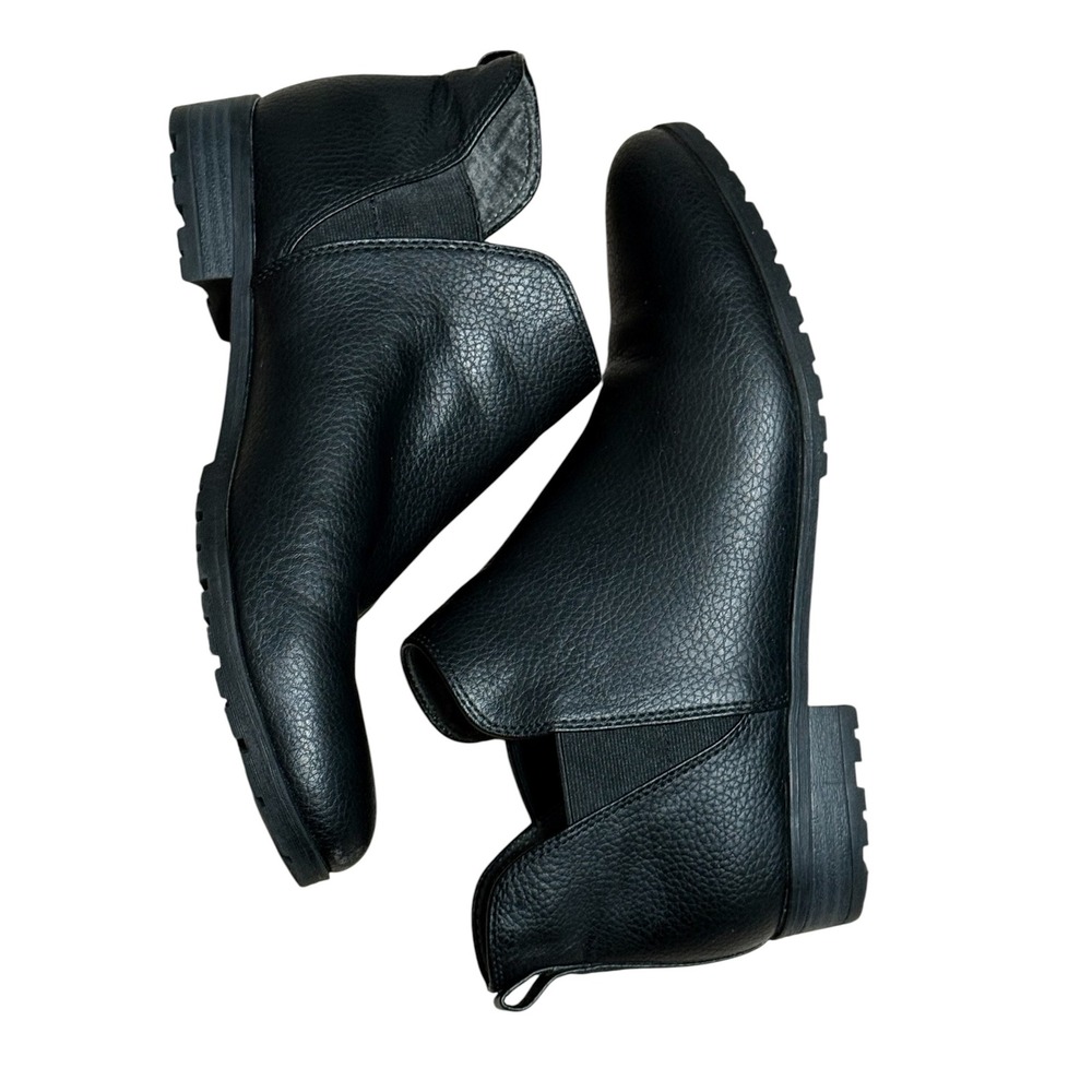 Dr. Scholls Real Cute Black Ankle Boots Side Cutout Pebbled Booties Womens 10M